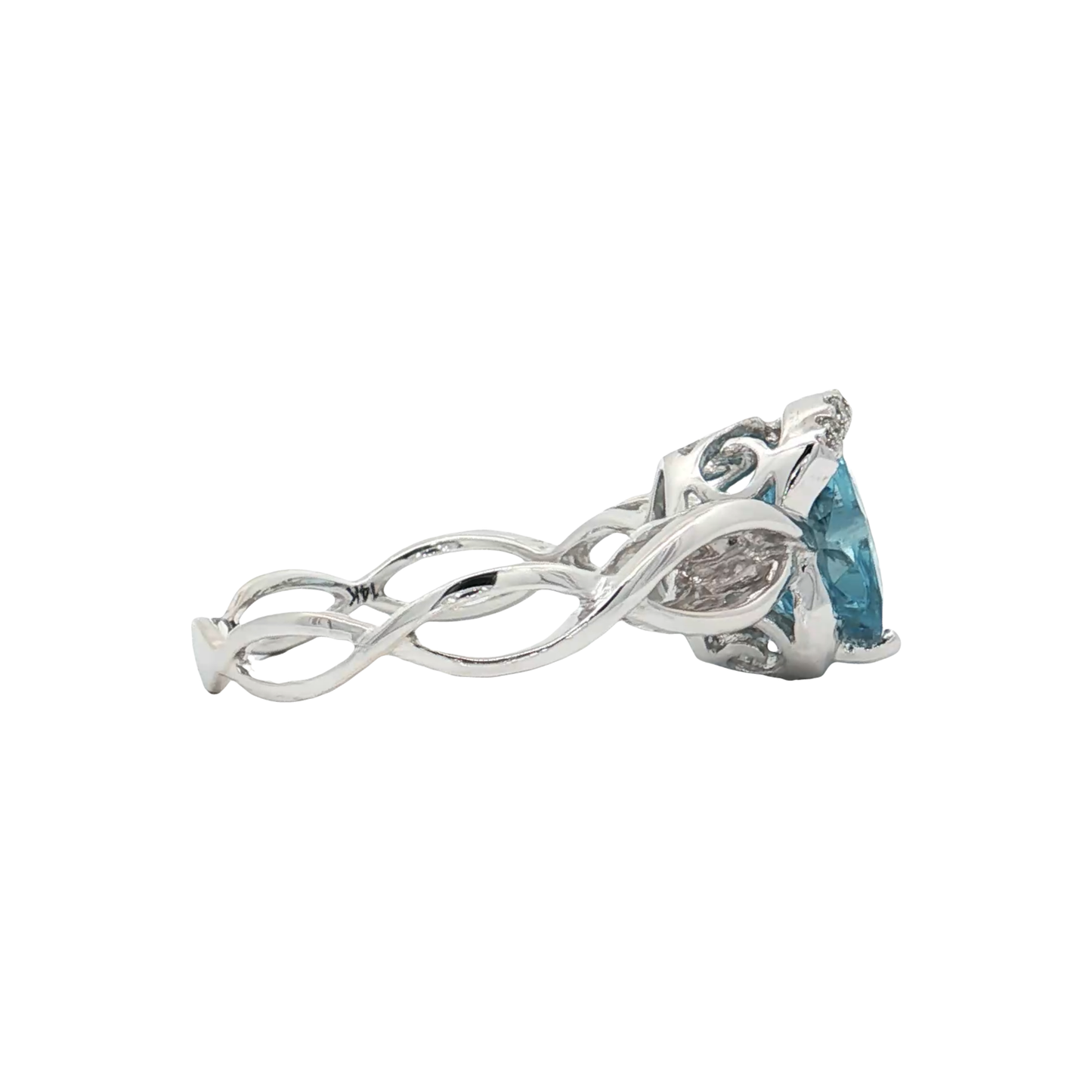 White Gold Aquamarine & Diamond Ring