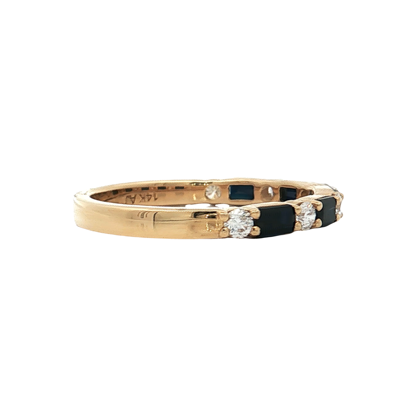 Yellow Gold Sapphire & Diamond Wedding Band