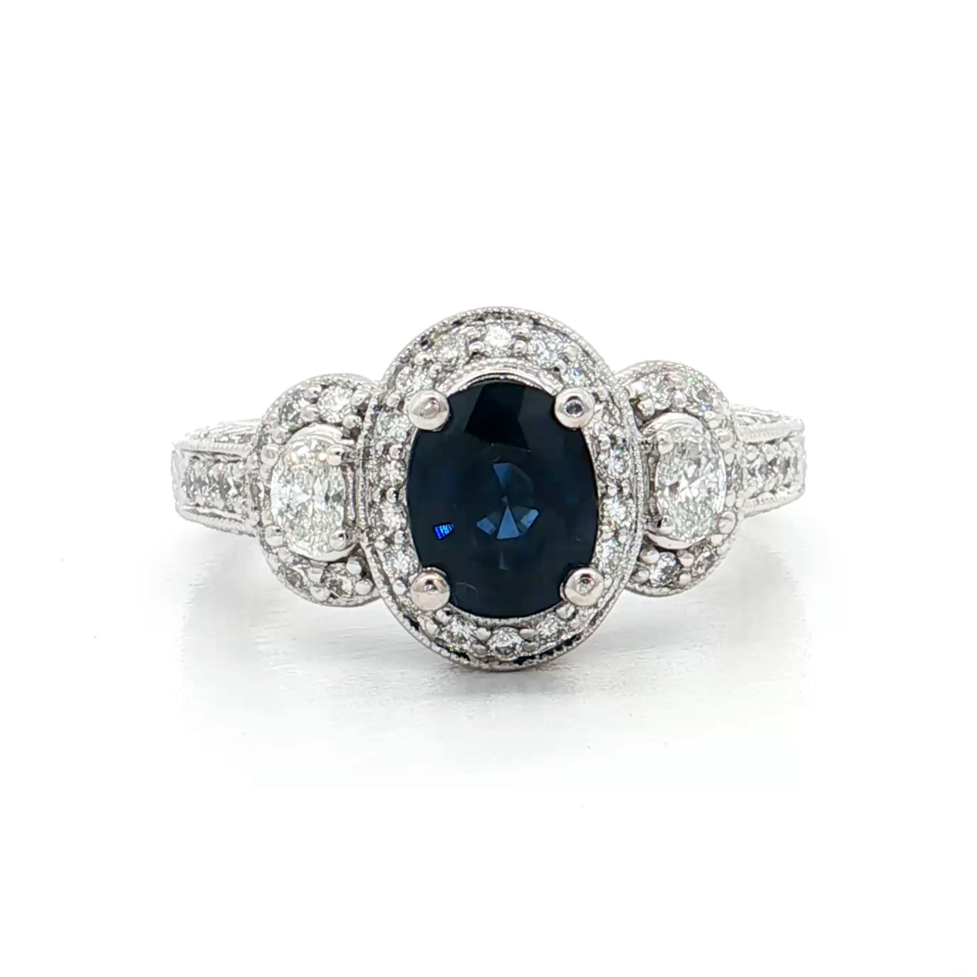 White Gold Sapphire & Diamond Ring