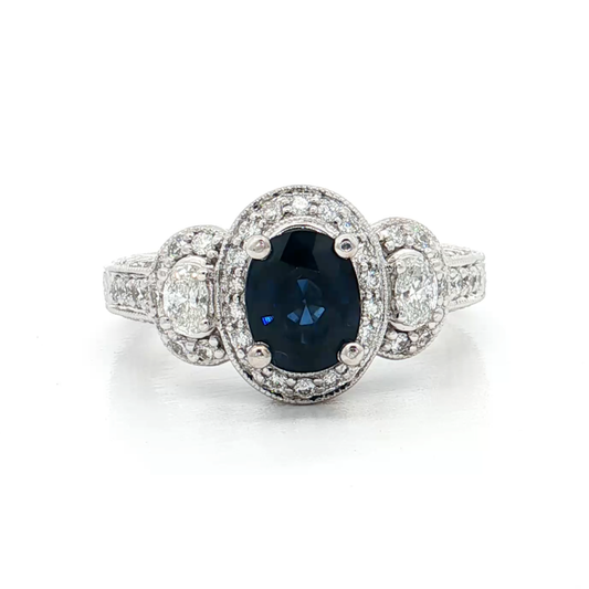 White Gold Sapphire & Diamond Ring
