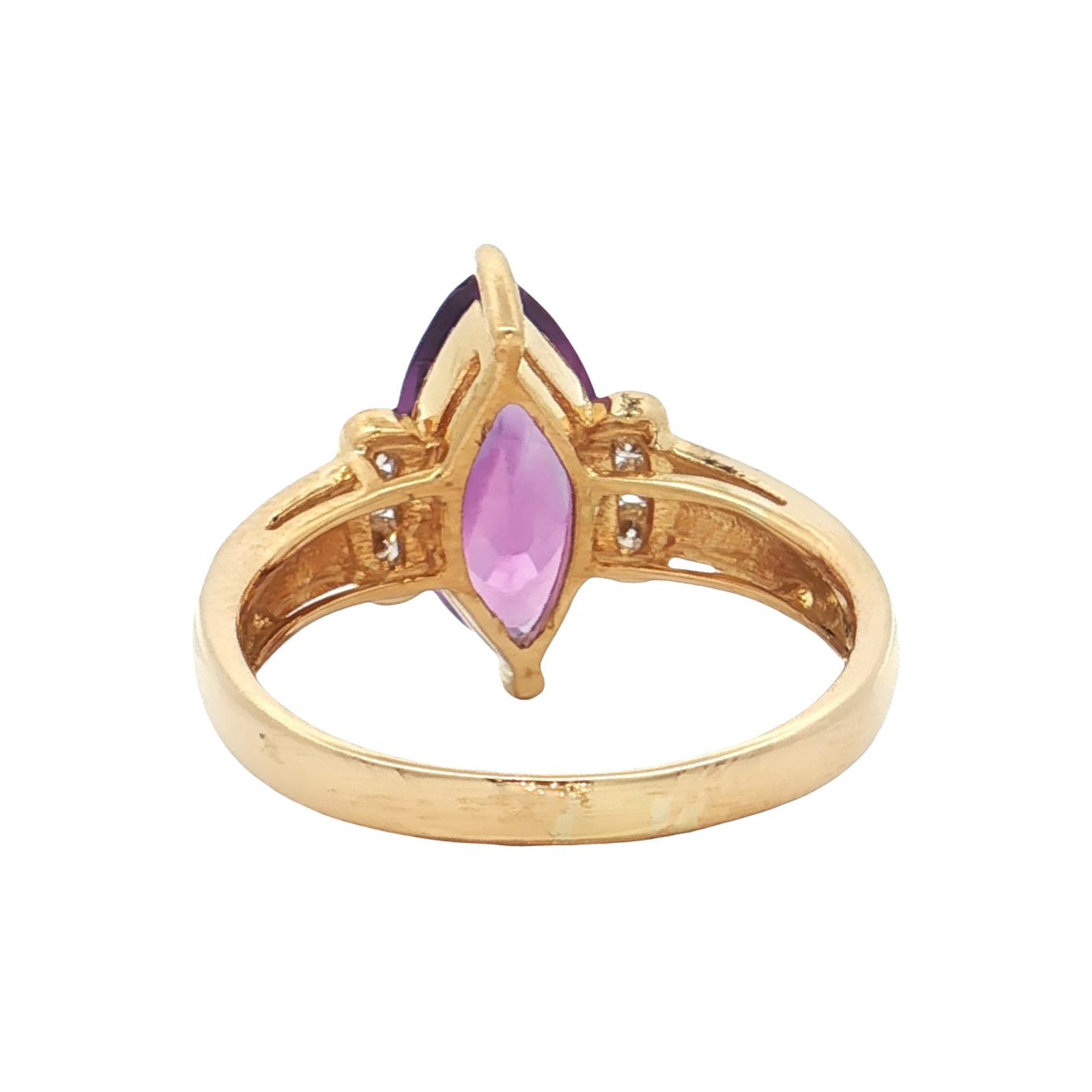 Yellow Gold Amathyst & Diamond Ring