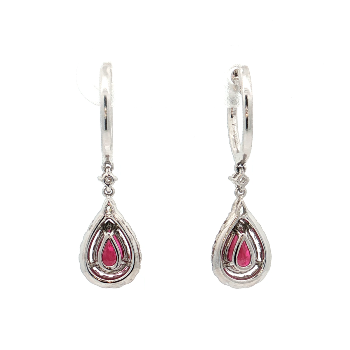 White Gold Ruby & Diamond Earrings