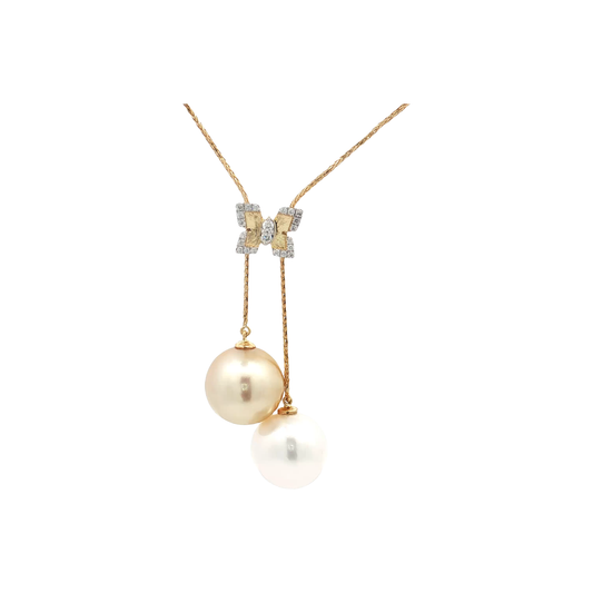 Yellow Gold Pearl & Diamond Necklace