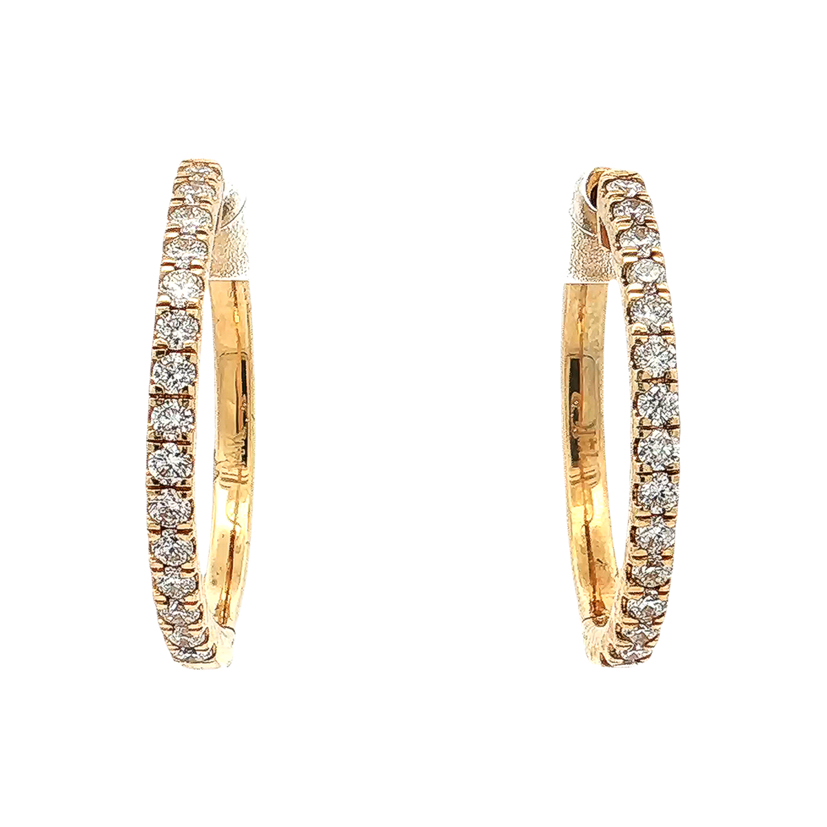 Yellow Gold Diamond Hoops