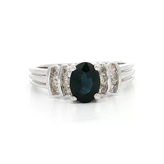 White Gold Sapphire & Diamond Ring