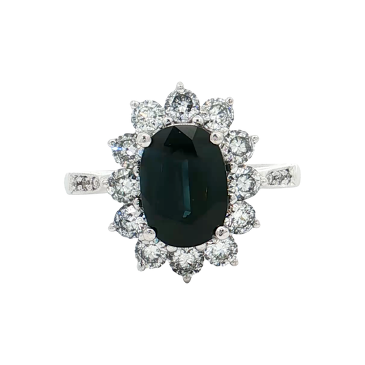 White Gold Sapphire Diamond Ring