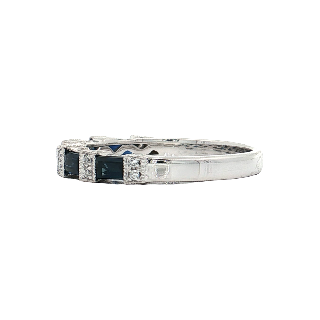 White Gold Sapphire & Diamond Wedding Band