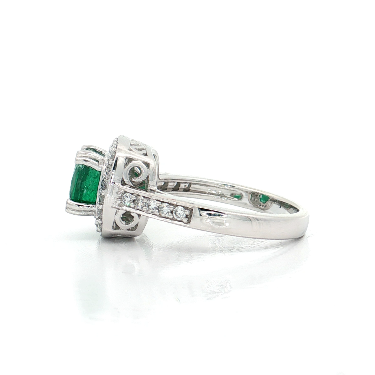 White Gold Emerald & Diamond Ring