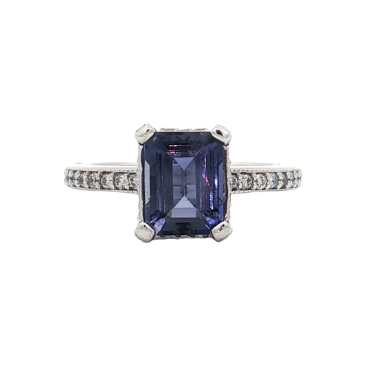 White Gold Tanzanite & Diamond Ring