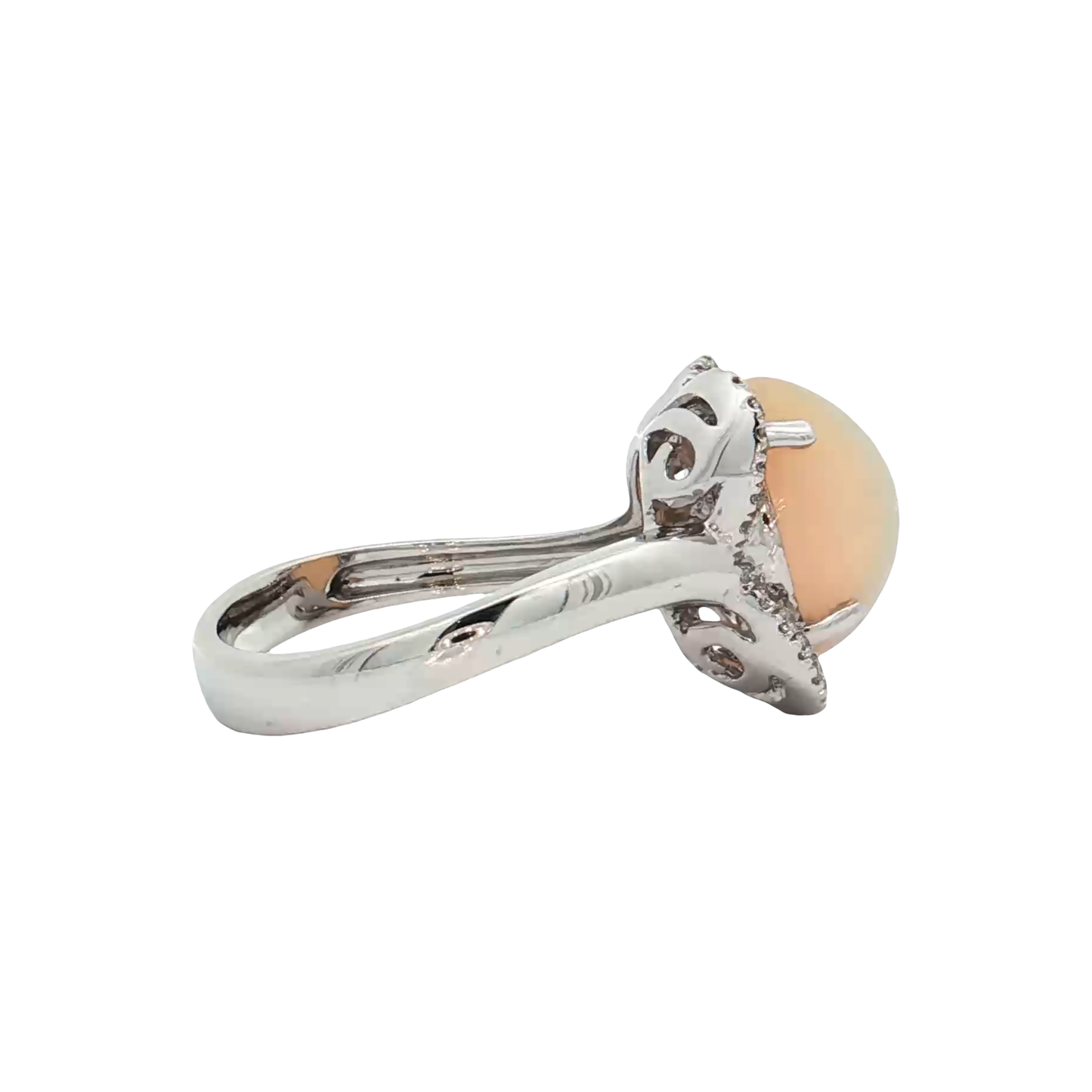 White Gold Opal & Diamond Ring