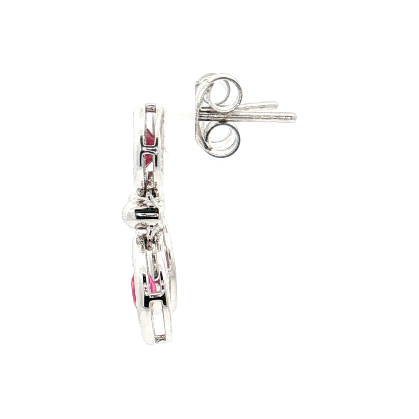 White Gold Ruby & Diamond Earrings