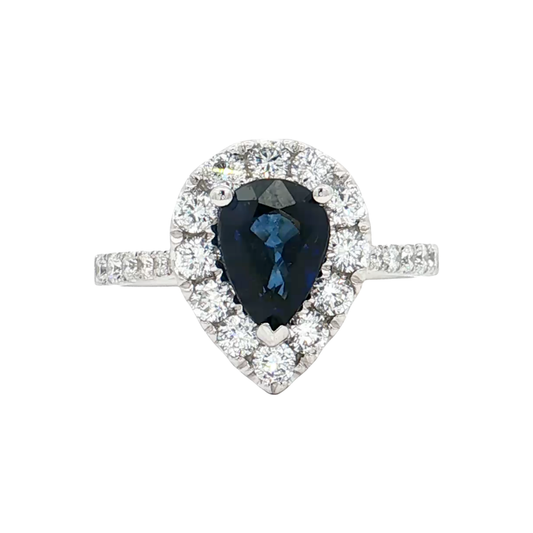 White Gold Sapphire & Diamond Ring