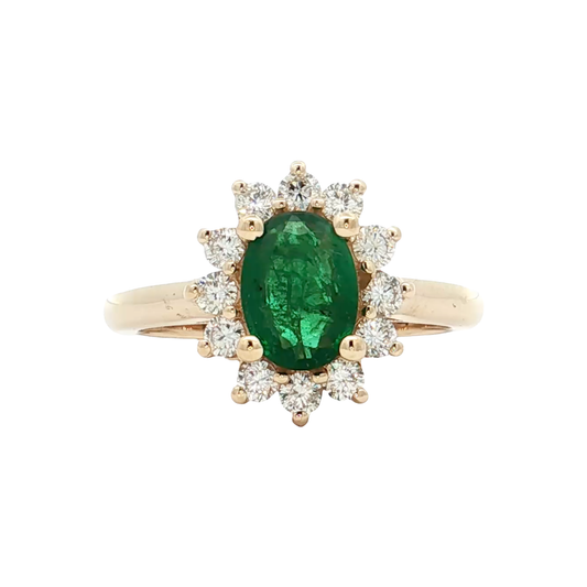 Yellow Gold Emerald & Diamond Ring