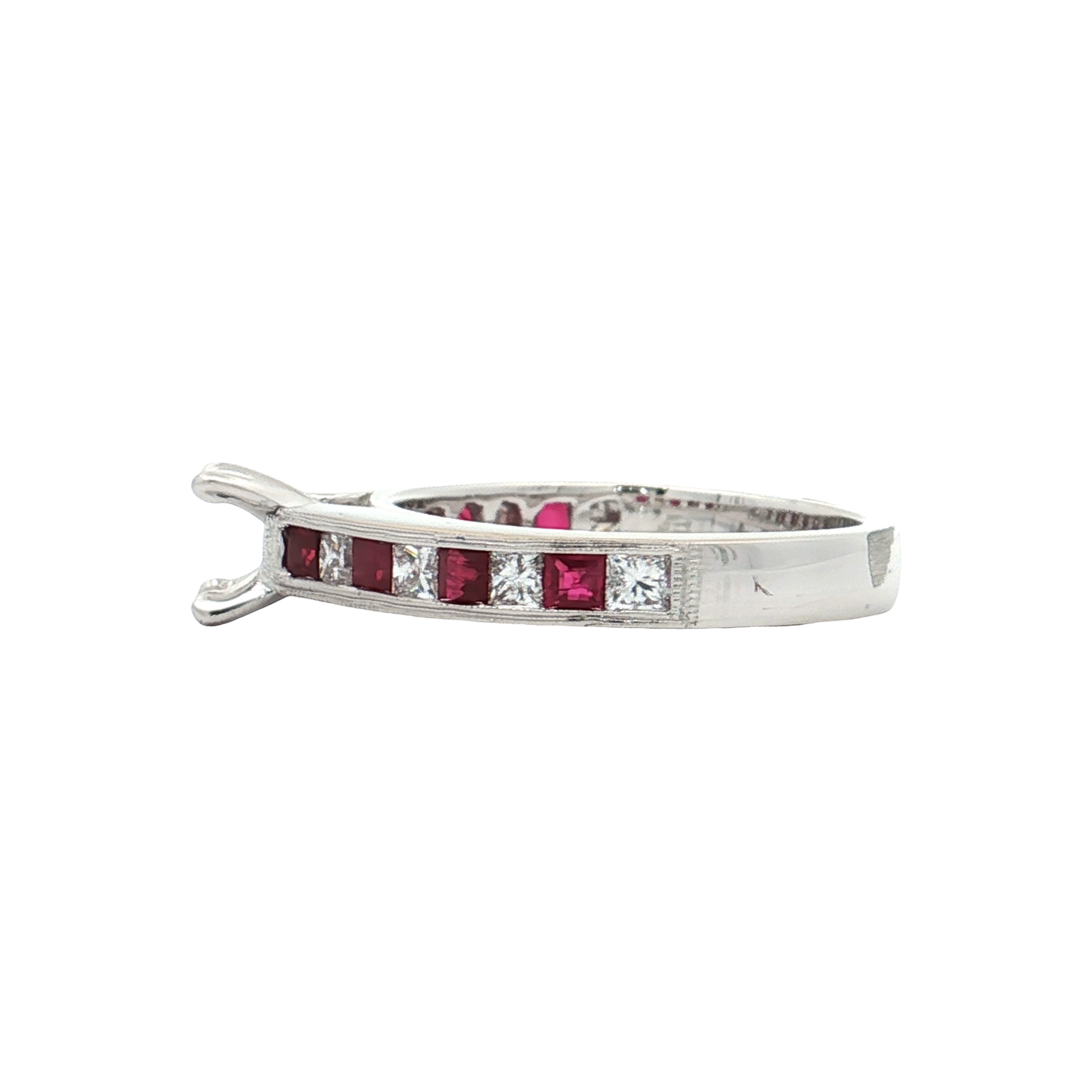 White Gold Diamond & Ruby Bridal Setting