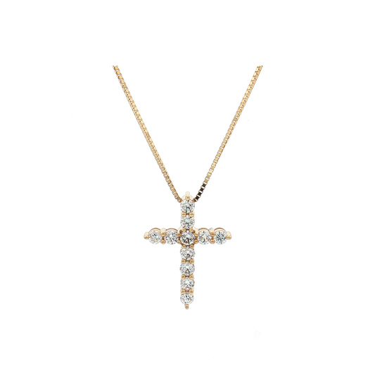 Yellow Gold Lab-Diamond Cross