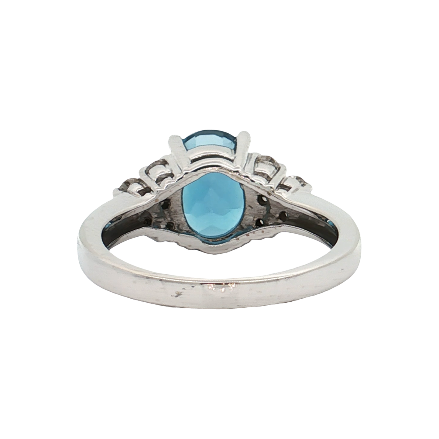 White Gold Blue Topaz & Diamond Ring