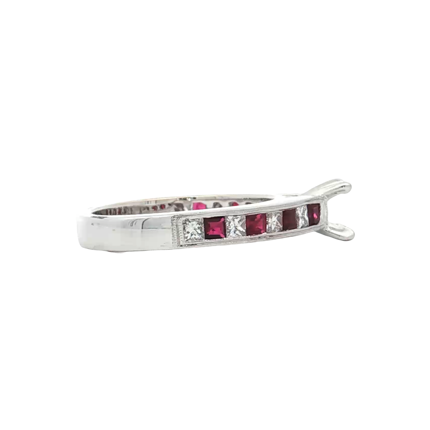 White Gold Diamond & Ruby Bridal Setting