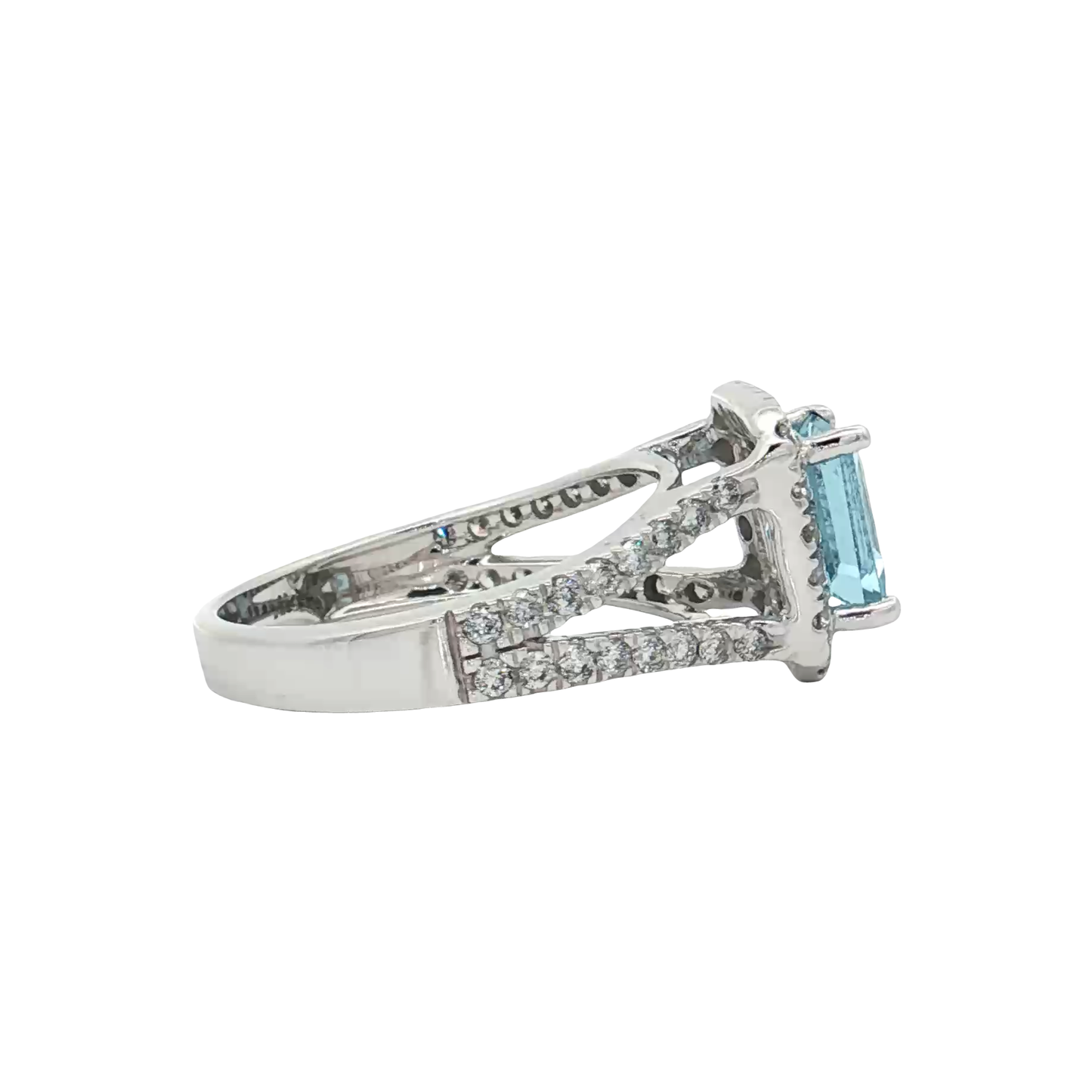 White Gold Aquamarine & Diamond Ring