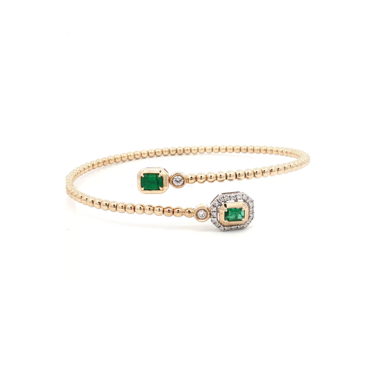 Yellow Gold Emerald & Diamond Bangle