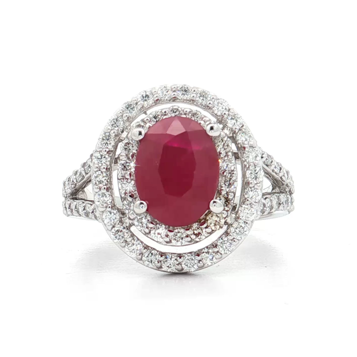 White Gold Ruby & Diamond Ring