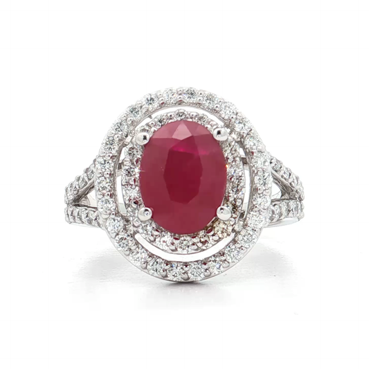 White Gold Ruby & Diamond Ring