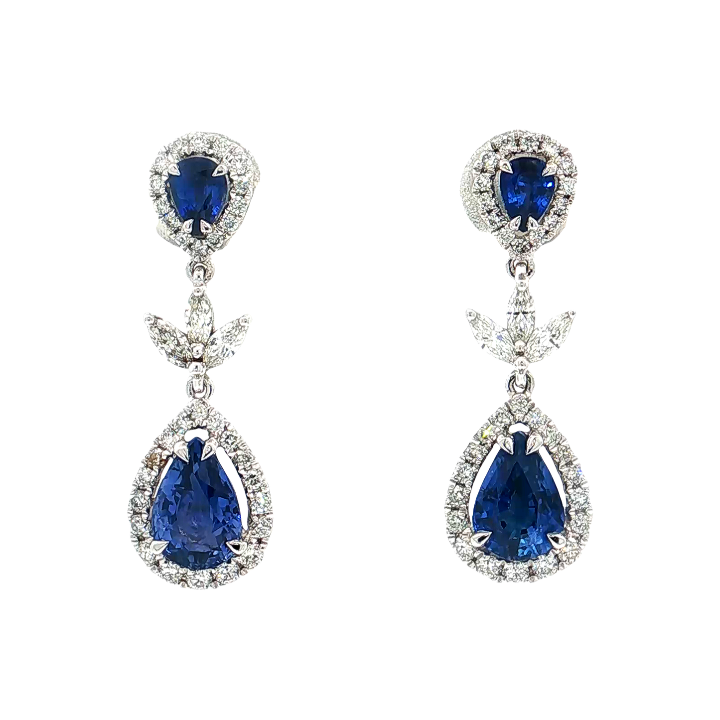 White Gold Sapphire & Diamond Earrings