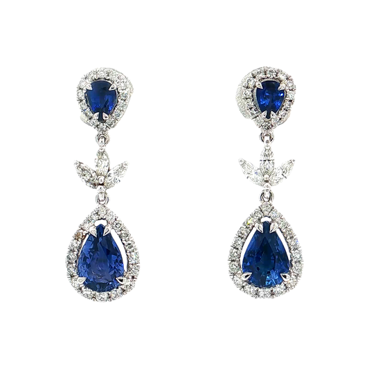 White Gold Sapphire & Diamond Earrings