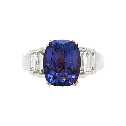 White Gold Tanzanite & Diamond Ring