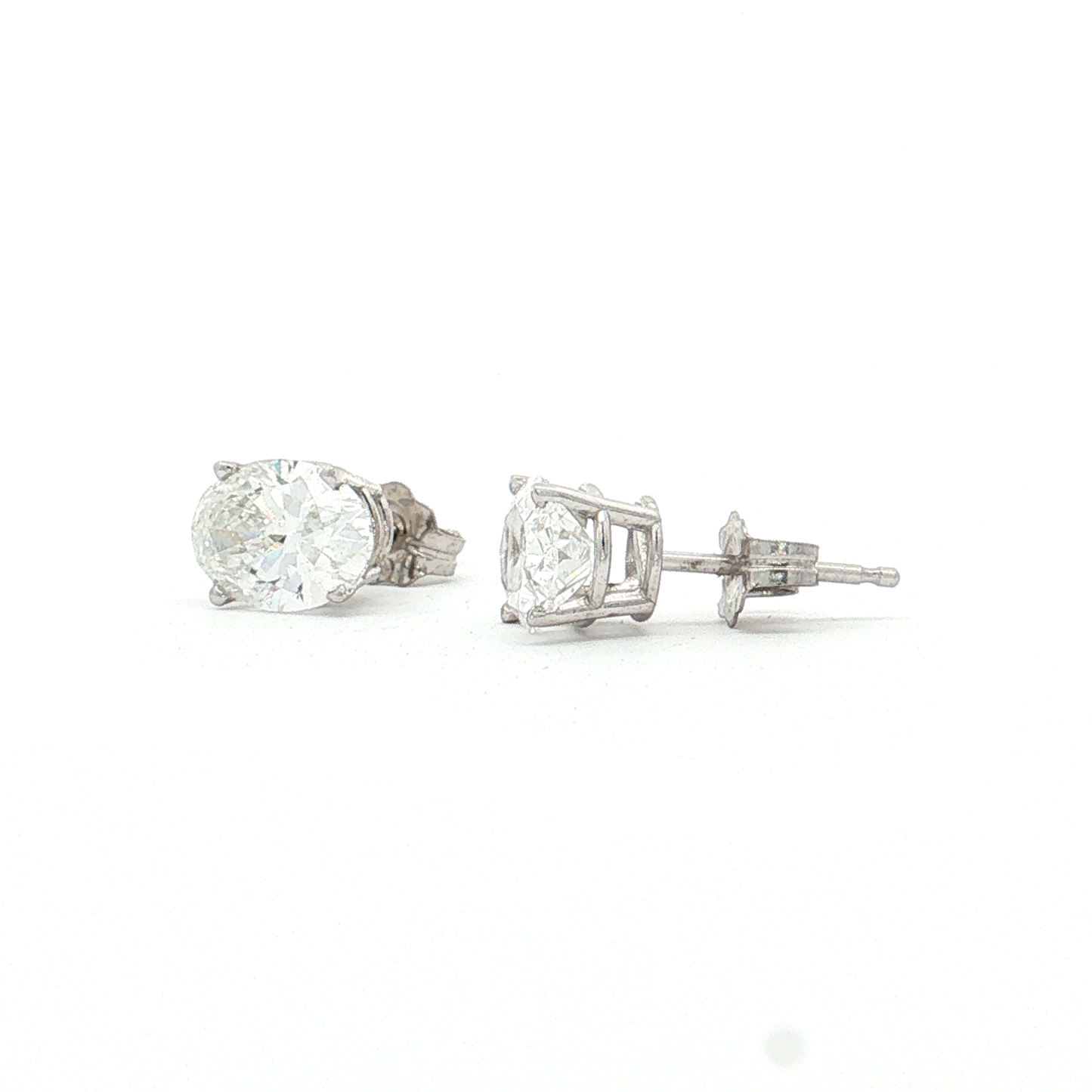 White Gold Oval Lab-Diamond Studs