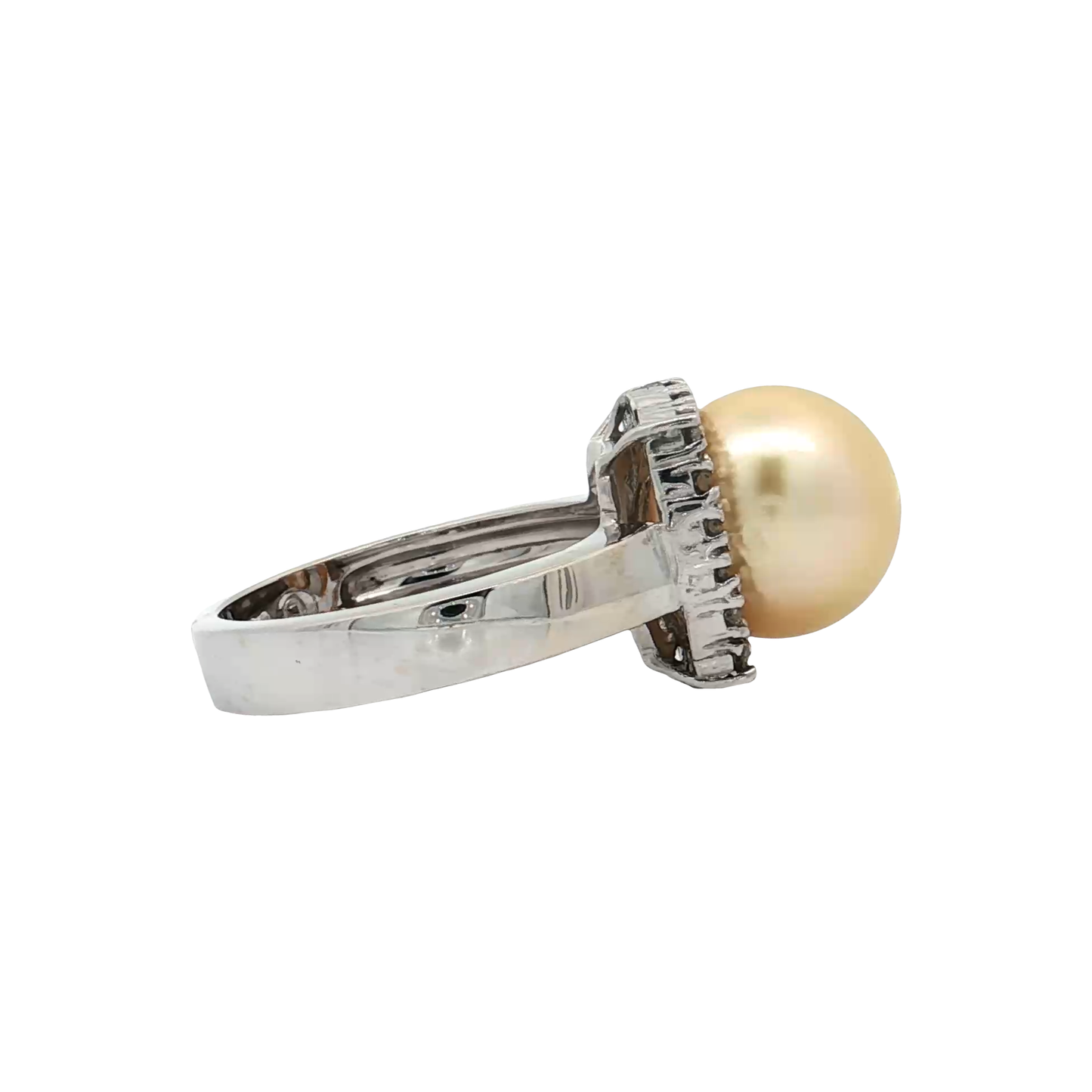 White Gold Pearl & Diamond Ring