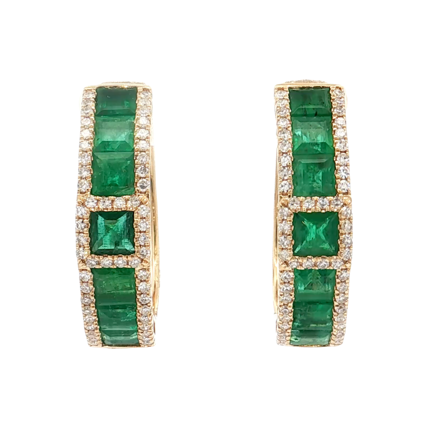 Yellow Gold Emerald & Diamond Earrings