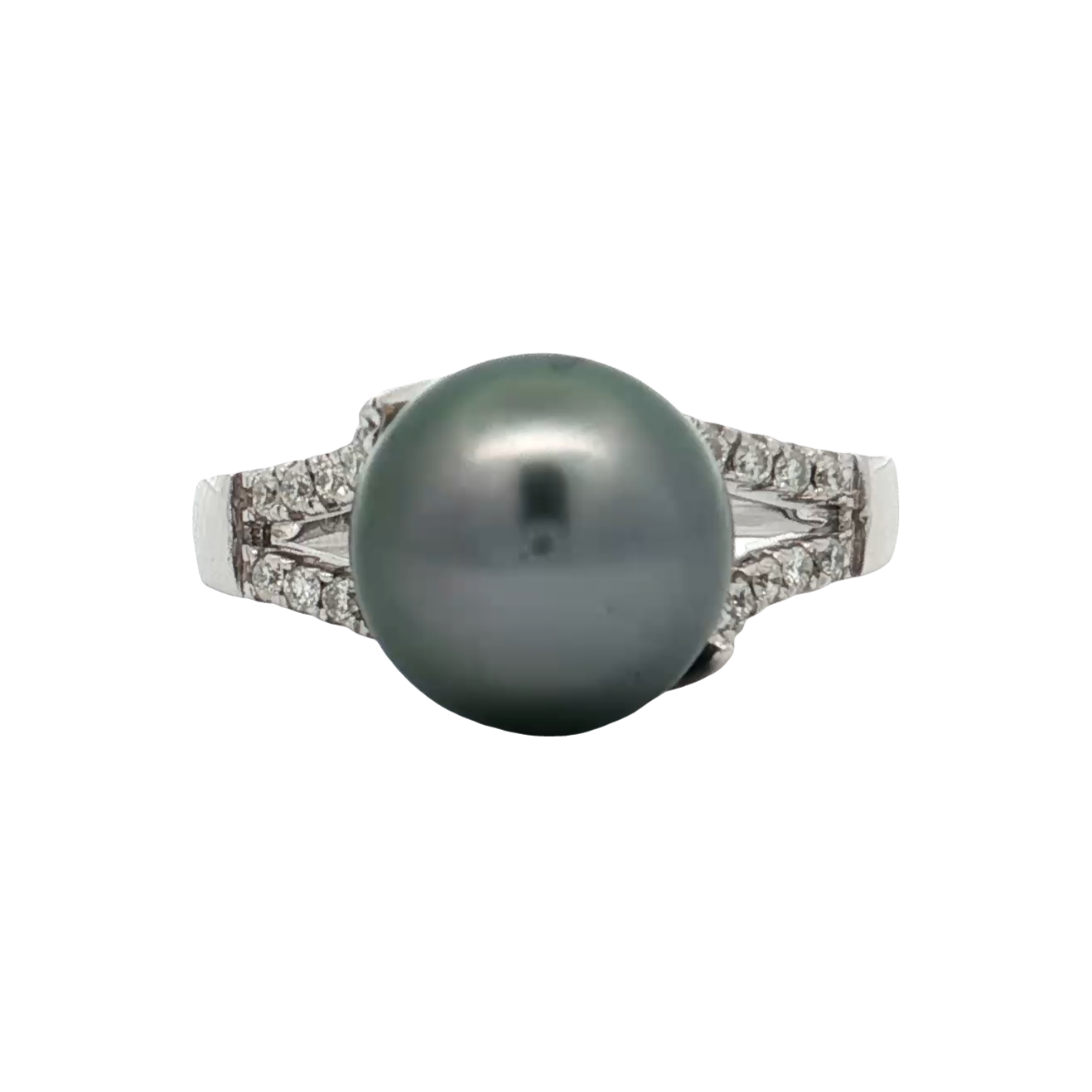 White Gold Pearl & Diamond Ring
