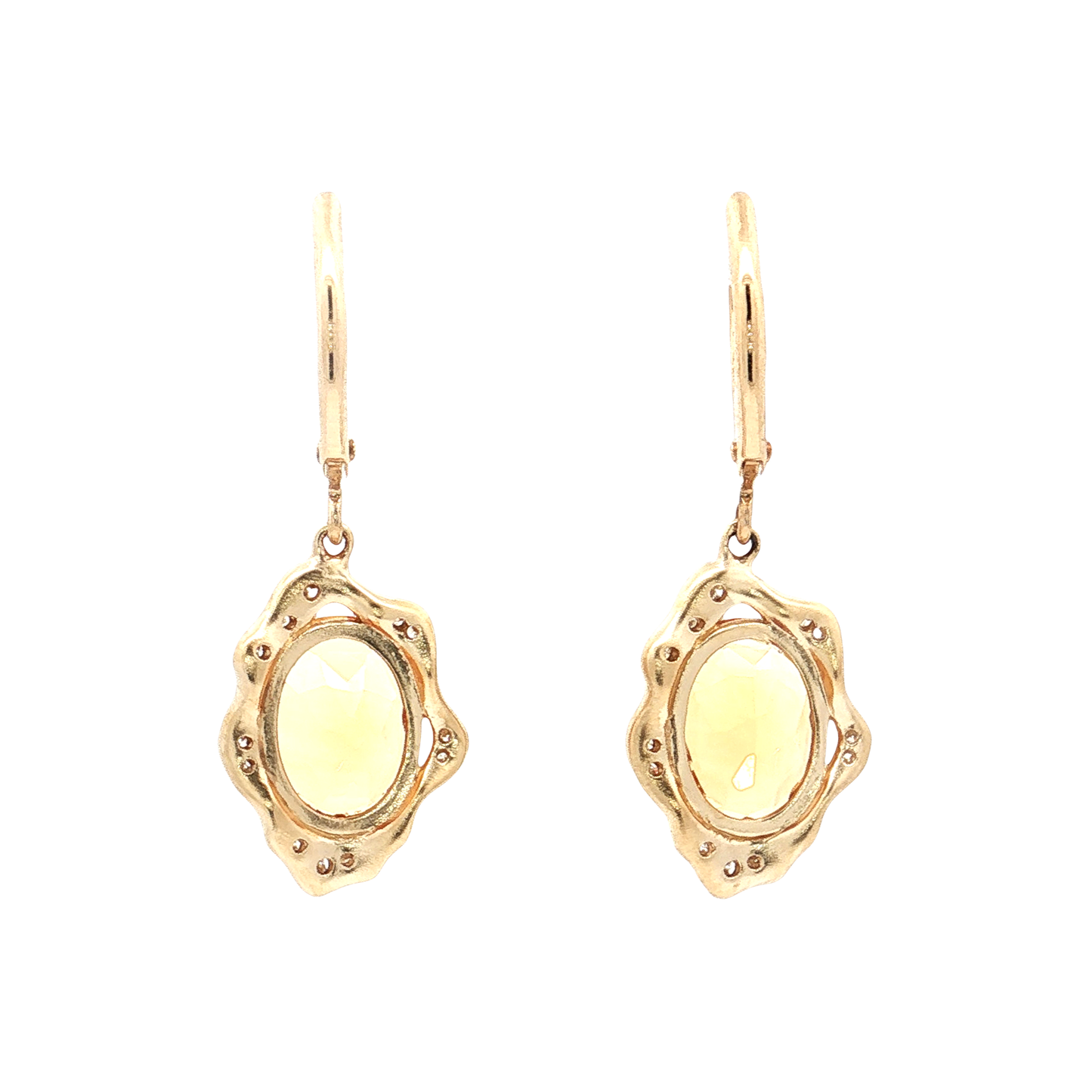 Yellow Gold Citrine & Diamond Earrings