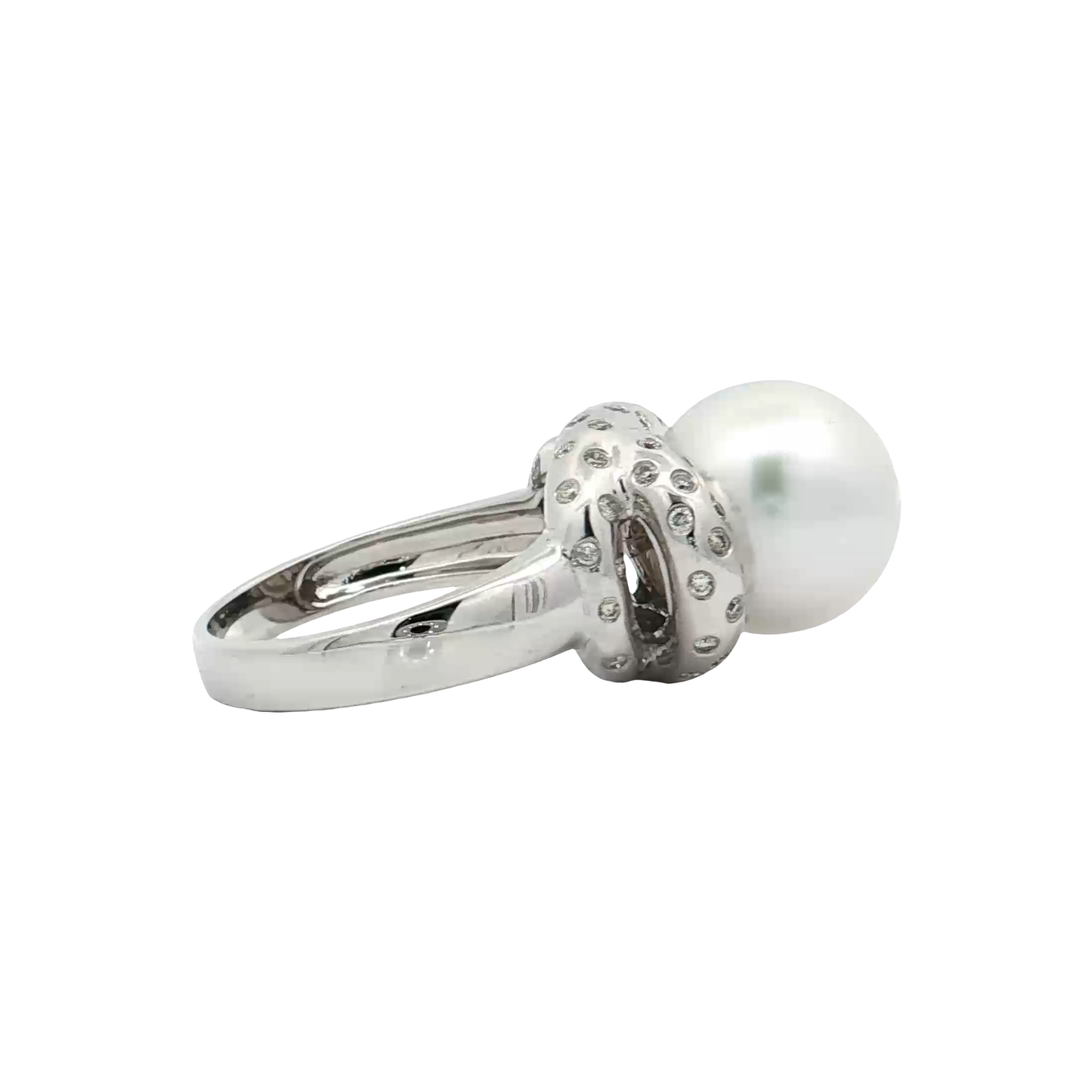 White Gold Pearl & Diamond Ring