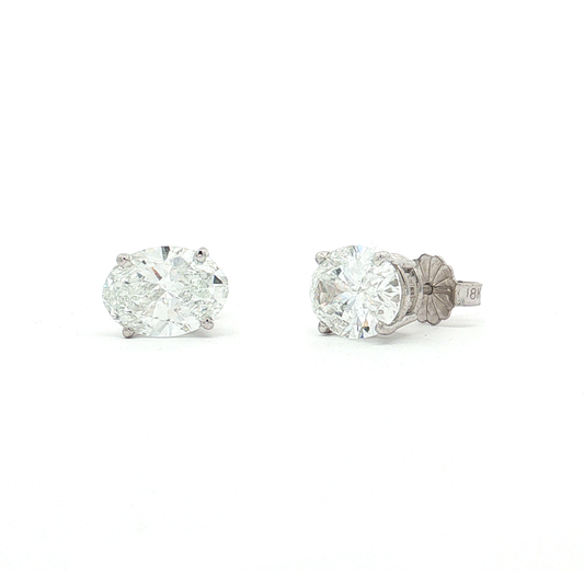 White Gold Oval Lab-Diamond Studs