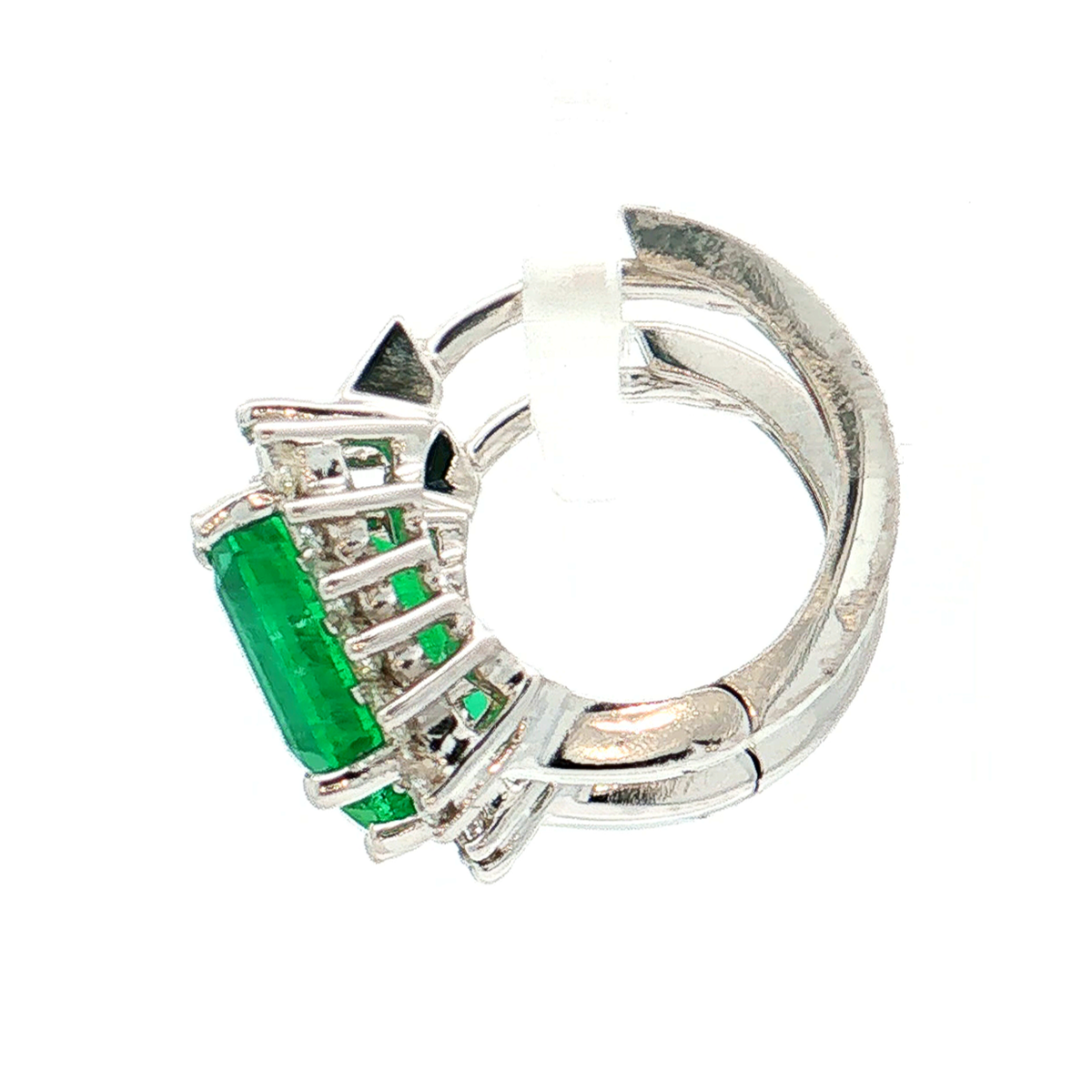 White Gold Emerald & Diamond Earrings