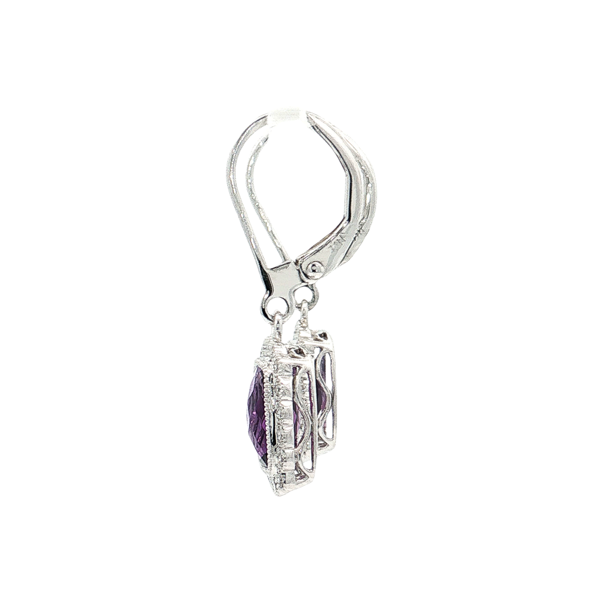 White Gold Amethyst & Diamond Earrings