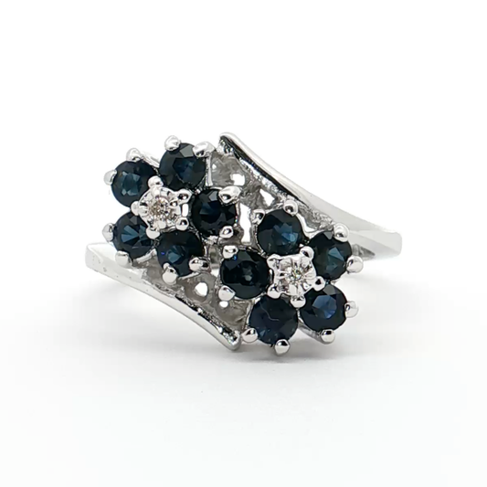 White Gold Sapphire & Diamond Ring
