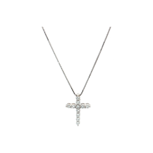 White Gold Lab-Diamond Cross