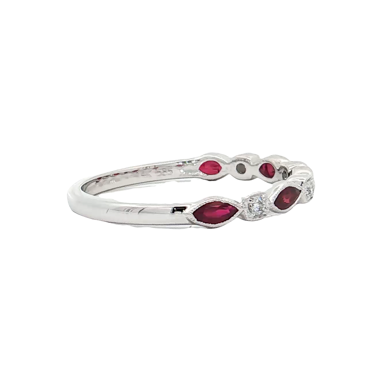 White Gold Ruby & Diamond Band