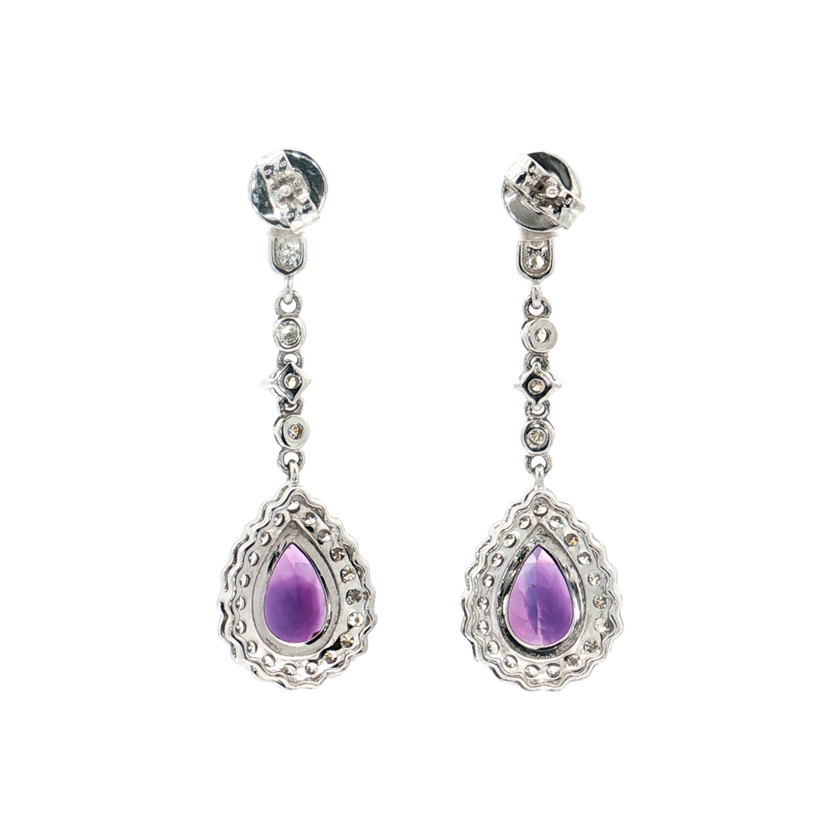 White Gold Amethyst & Diamond Earrings