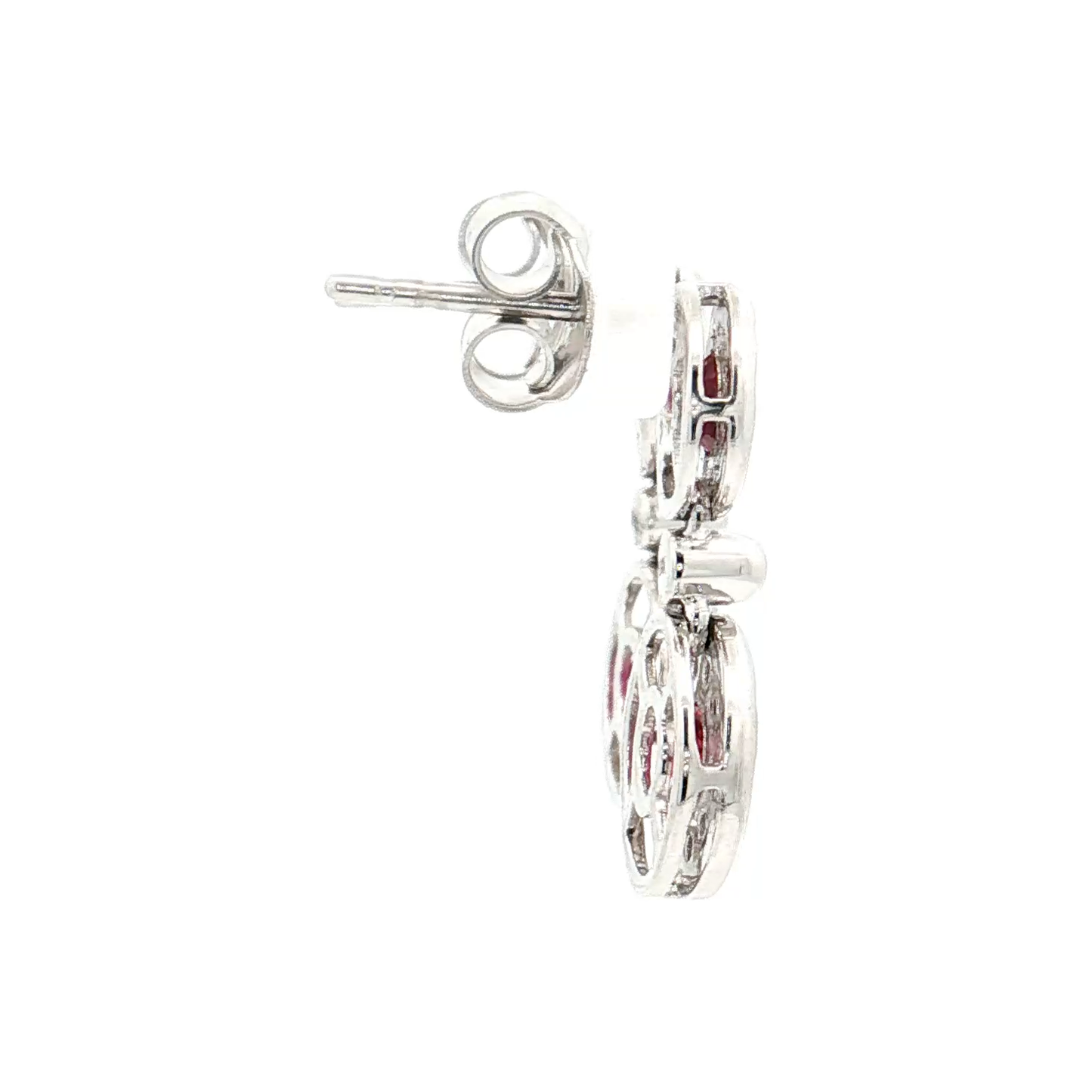 White Gold Ruby & Diamond Earrings