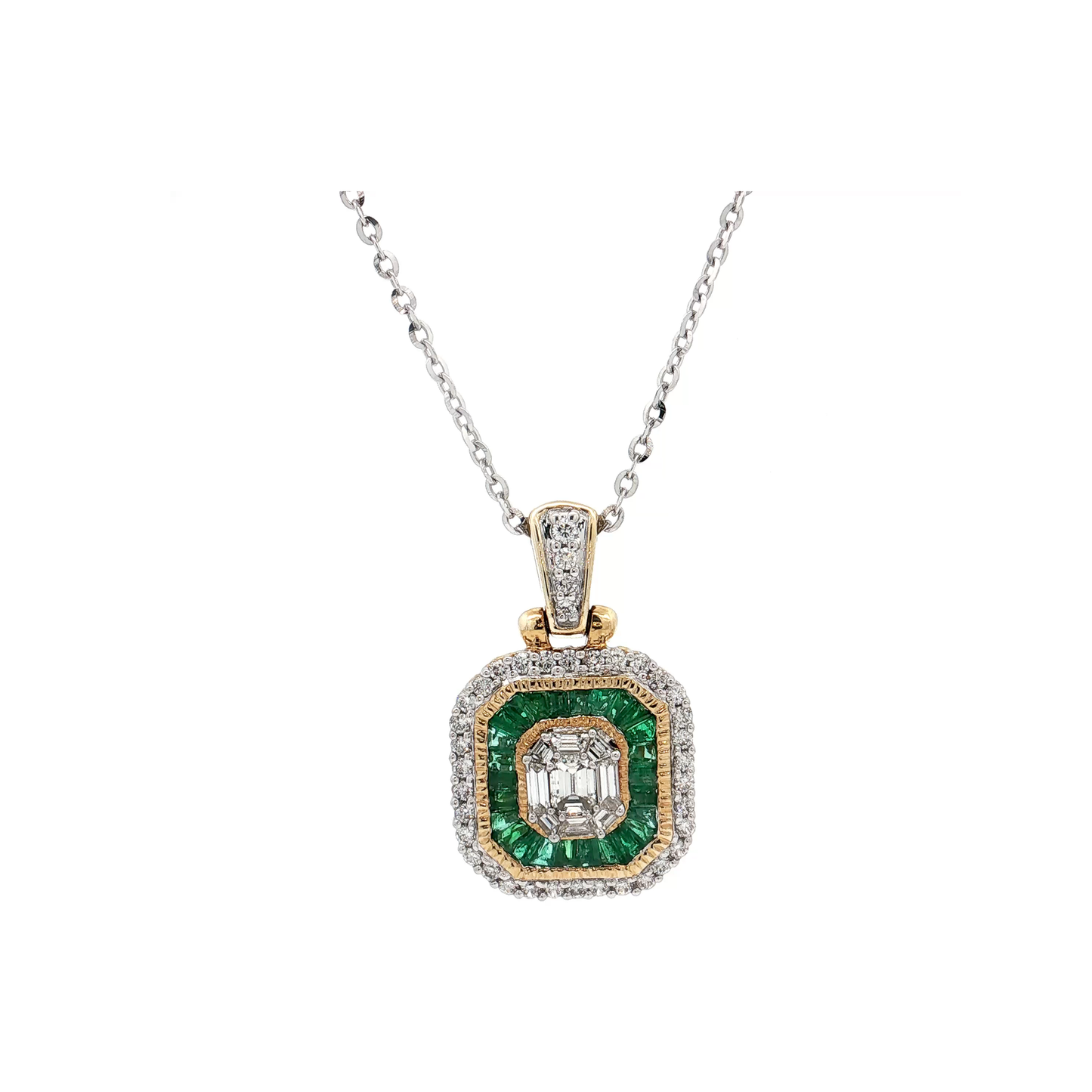 Yellow Gold Emerald & Diamond Necklace
