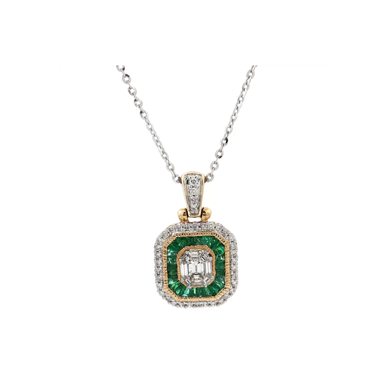 Yellow Gold Emerald & Diamond Necklace