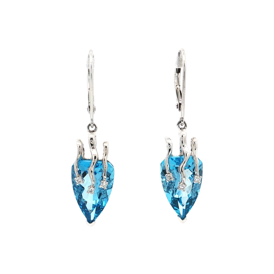 White Gold Topaz & Diamond Earring
