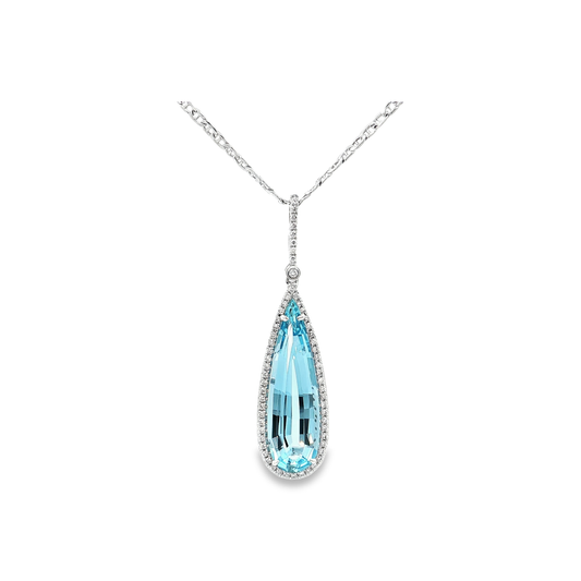 White Gold Aquamarine & Diamond Necklace