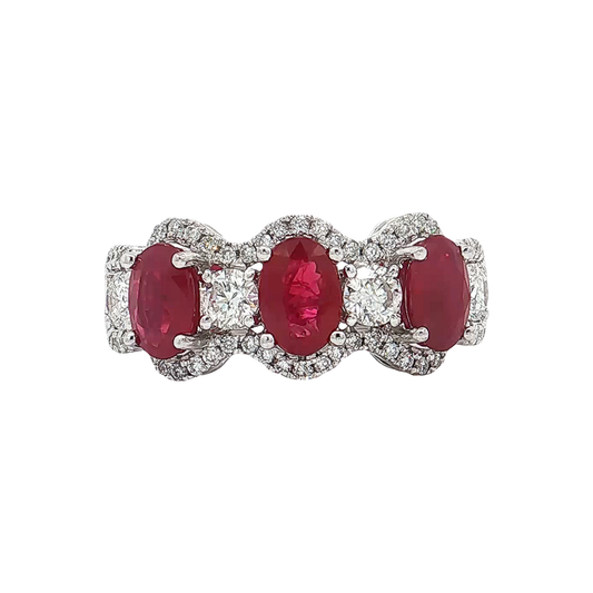 White Gold Ruby & Diamond Band