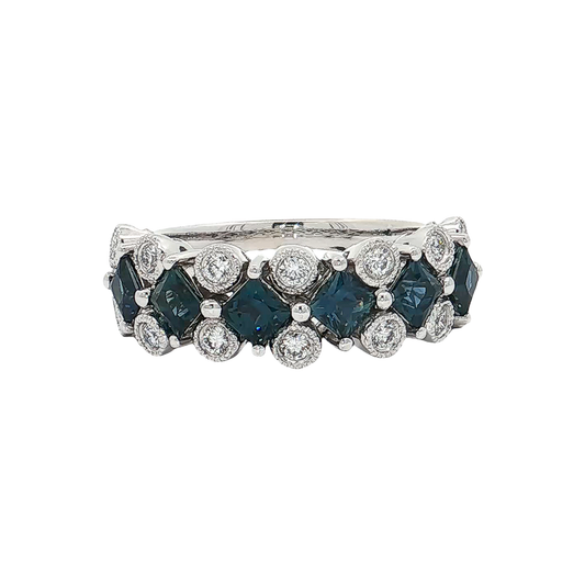 White Gold Sapphire & Diamond Band