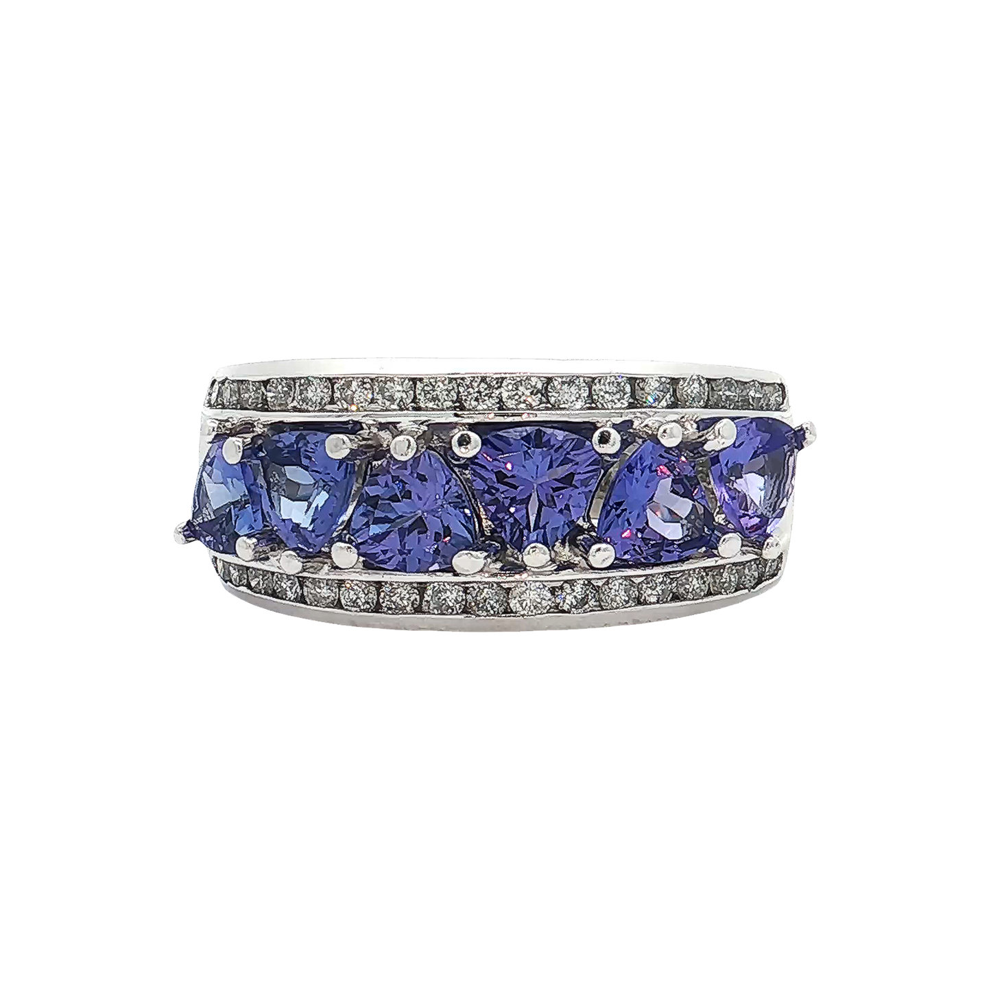 White Gold Tanzanite & Diamond Band