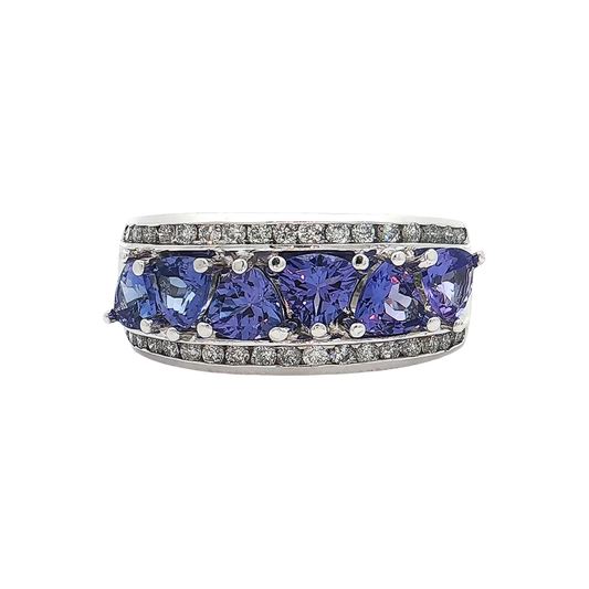 White Gold Tanzanite & Diamond Band